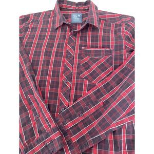 Mountain Hardwear Mens's M Red Black White Plaid Button Down Long Sleeve Shirt